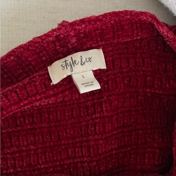 Style&co Red V-Neck Lace Up Sweater, L - Picture 5 of 10